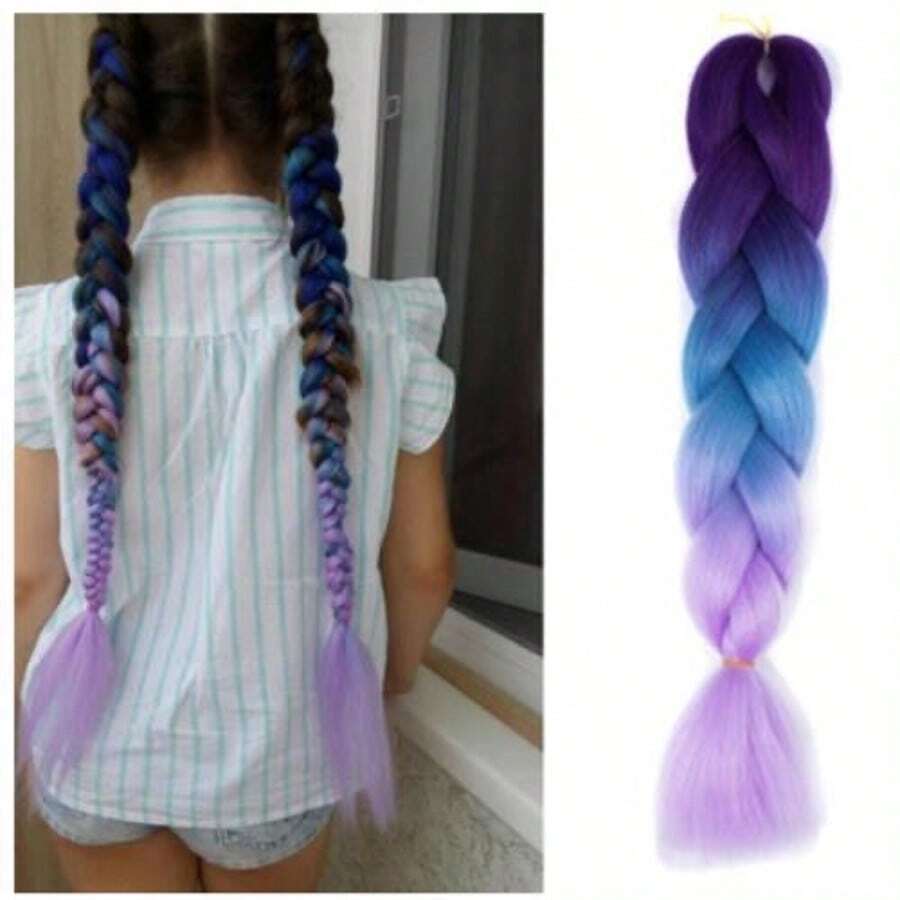 1 szt. losowo kolorowe, żywe, syntetyczne przedłużki do włosów w kolorze ombre – idealne na imprezy młodzieżowe, szkolne wydarzenia i występy na świeżym powietrzu