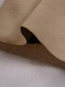 大码休闲V领二合一短袖针织上衣 - 棕色 - 查看 5