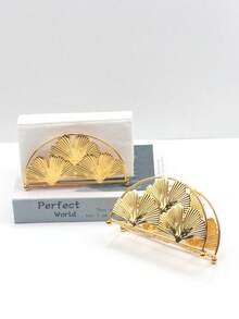 欧式优雅纸巾架，餐巾收纳，厨房用具，银杏叶圆形简约设计，奢华纸巾架，桌面装饰，适用于家庭，餐厅，咖啡厅，万圣节装饰，圣诞节装饰，纸巾架