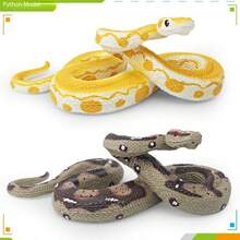 1pc Realistic Reptile Python Snake Model, Children's Educational Toy, Golden Python Anaconda Decor