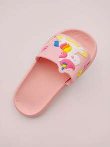 1 Pair Kids' Rainbow Unicorn EVA Flat Slippers, Casual Comfortable Cute For Indoor/Outdoor, Beach, Vacation, Summer