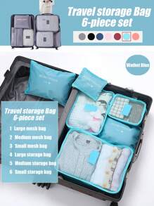 6/1 Peça Conjunto de Bolsas Organizadoras de Viagem Dobráveis, Cubos de Embalagem Portáteis para Roupas, Roupas Íntimas, Cosméticos, Joias, Adequado para Bagagem, Mala, Armário, Quarto, Volta às Aulas, Férias, Essenciais de Viagem de Feriado