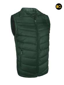 Big City Chaleco acolchado para hombre con cierre frontal y bolsillos laterales, abrigo ligero tipo puffer casual moderno para clima frío, - Verde Oscuro - Ver 7