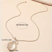 1pc New European And American Style Delicate Full Diamond & Rhinestone Owl Pendant Necklace, Fashionable All-Match Long Chain For Women