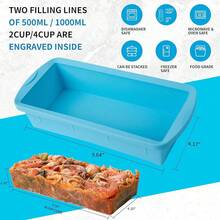Silicone Freezer Tray With Lid 2 Pack Silicone Freezer Molds - Large Ice Cube Tray - Makes 4 Perfect 2 Cup Portions Meal Prep Containers- Oven & Dishwasher SafeWXH - 4 杯湯塊-2p - 查看 3