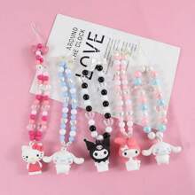 Sanrio 1 pieza Funda para teléfono con cadena, decoración colgante de cámara, cadena de cuentas dibujada a mano, con diseños de Hello Kitty, Kuromi, Melody, Cinnamon Dog y Pacha Dog. Mejor regalo para mamá, familia, amigos en cumpleaños, fiestas y talla grande ocasiones especiales.