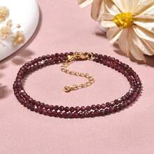 1 件 3 毫米天然石榴石串珠项链，配紫水晶、日光石刻面球形珠，优雅宝石首饰，适合女性，日常佩戴礼物 - 40cm,3mm - 查看 17