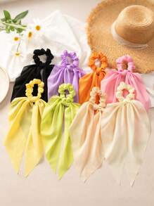 1pc Women's Simple Elegant Hair Scrunchie In Yellow, Purple, Green, Pink, White Bright Colors, Suitable For Daily & Vacation Outfits, Hair Ties, Scrunchy Hair Ties