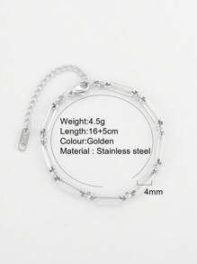 1pc Stainless Steel Metal Beaded Bracelet, Paper Clip Bracelet, Delicate Chain Bracelet, Minimalist Design, Suitable For Daily Wear, Travel And Gift, Accessory For All Seasons