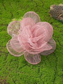 1 件时尚大号欧根纱多层花卉胸针，适合女士日常、派对、婚礼场合、夏季 - 深粉紅色 - 查看 13