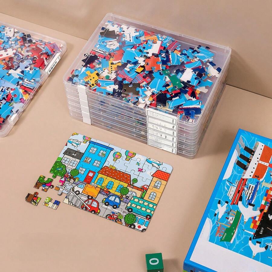 1pc Puzzle Storage Box Toy Organizer, Building Block Sorting Box, Puzzle Sorting Trays , Puzzle Trays Puzzle Storage Puzzle Organizer Puzzle Accessories Stand Out To Better Sort Patterns, Shapes And Colors For Storage Adults Kids,Transparent Assembly Toy Packaging Box, New Year, Valentine's Day Gifts - Multicolor - View 1