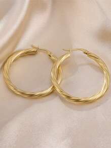 Boucles d\"oreilles créoles délicates en acier inoxydable plaqué or 18 carats avec style minimaliste et vintage en 3 paires pour cadeaux pour femmes