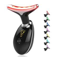 1 Peça Massageador de Rosto e Pescoço, Massageador de Drenagem Linfática, Massageador Facial de Cuidados com a Pele de 7 Cores LED para Mulheres, Ferramenta de Cuidados com a Pele