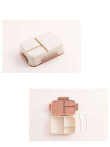 1 pieza Lonchera con tapa abatible personalizada con 1 cuchara de acero inoxidable, lonchera con compartimentos de plástico, lonchera para estudiantes, capacidad de 1200ml, apta para microondas y refrigeración, diseño de hebilla de tres lados, con anillo de sellado de silicona incorporado, a prueba de fugas, adecuada para trabajadores de oficina, estudiantes, maestros, campamentos, salidas. El mejor regalo para amantes, amigos, familiares, maestros, un imprescindible para la temporada de regreso a clases