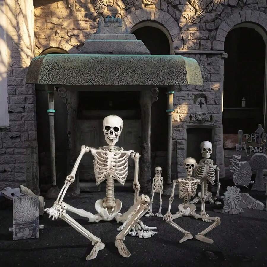 1pc Easter Skull Full Body With Movable Joints - Terrifying Outdoor/Indoor Decoration Suitable For Haunted Houses, Cemeteries, And Lawns - No Need For Batteries/Electricity, Easy To Assemble, Durable Movable Props Suitable For Weddings And Parties - Grey, With Realistic Weight Bearing Design, Durable Plastic Structure Large Garden Statue Outdoor