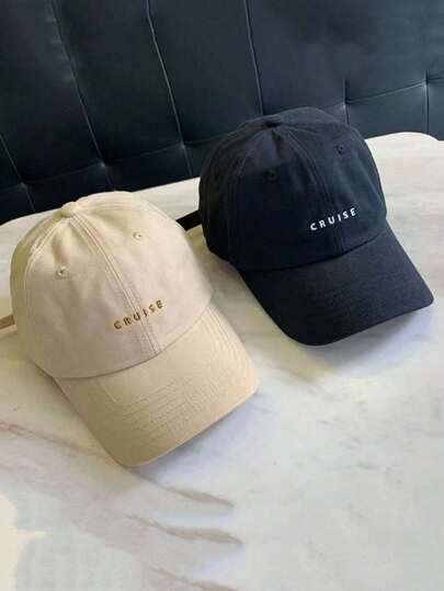 1pc High-Quality Cotton Soft-Top Embroidered Letter Baseball Cap, Curved Brim Duckbill Sun Hat For Women, Casual