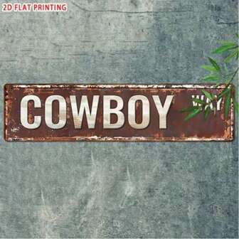 1pc Vintage Style Cowboy Road Decorative Sign - A Simple Metal Tin Wall Plaque, Suitable For Home, Street, Shop, Garage, Bar, Farm, Garden Decoration Christmas Decorations Home Christmas Gifts Christmas Decor