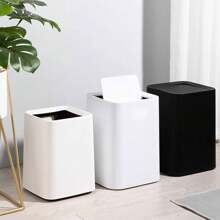 1pc Household Bathroom Wastebasket With Lid, Nordic Style Sorting Trash Bin For Office, Bedroom, Kitchen, Bathroom And Living Room Large,Kitchen,Bathroom,Multi-Colored Trash Can,Garbage Bin, Household With Lid, Simple Square Living Room, Kitchen, Bathroom, Toilet, Style, High Aesthetic Value, Light Luxury Paper Basket