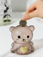 صندوق نقود بتصميم دب بنمط قلب قطعة واحدة، صندوق قطن كارتون جميل لديكور المنزل