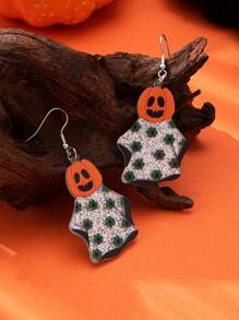 1 Pair Women's Halloween Acrylic Ghost Scream Cat Earrings, Fashionable & Unique