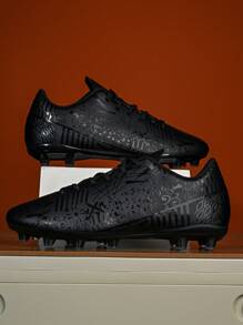 Unisex Low-Top Football/Soccer Shoes, PU Leather Upper With Stripe Design, Suitable For Match & Training, All-Season Wear, Sports Style, Durable Structure, Professional Athlete Use