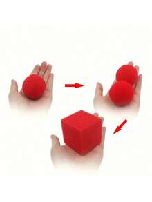 Juego de esponja mágica de 3 piezas, rojo y marrón, que incluye formas cuadradas y redondas de transformación, adecuado para principiantes en esponja de goma, adecuado para magos y fiestas - Multicolor - Ver 6