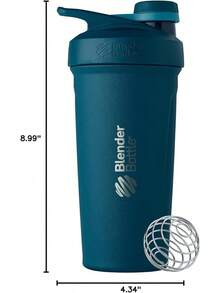 BlenderBottle Strada Shaker Cup Insulated Stainless Steel Bottle With Wire Whisk, 24-Ounce, Black