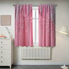 2 件波西米亚风格粉色亮片窗帘 - 轻质涤纶，带杆袋设计，方便悬挂，半透明，带有精致亮片细节，非常适合客厅、卧室、游戏室装饰和派对用品，可过滤光线