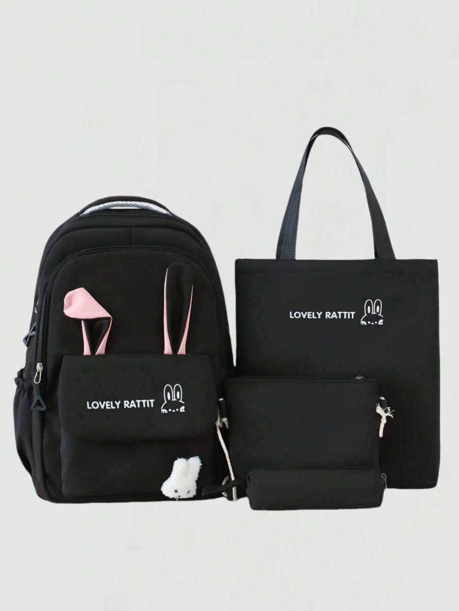 Back To School/Graduation Season Fashionable Casual Cute Versatile Large Capacity Backpack Suitable For Various Occasions - Black - View 1