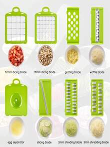 14 peças/16 peças Conjunto Multifuncional de Picador e Fatiador de Vegetais, Picador de Alimentos, Cortador de Vegetais Ajustável com Recipiente, Fatiador de Frutas, Fatiador de Vegetais Multifuncional, Raspador de Batata, Fatiador de Batata e Cebola, Fatiador de Rabanete, Fatiador de Salada, Picador de Alho, Fatiador, Utensílios de Cozinha, Adequado para Fatiar, Ralar e Cortar Vegetais e Frutas