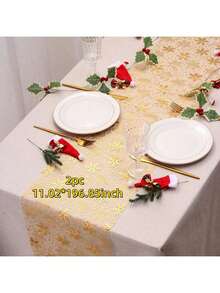 1/2 Roll Red Snowflake Table Runner, 11.02*108.27/196.85 Inches, Winter Snowflake Christmas Table Runner, Suitable For Christmas, New Year, Party, Dinner, Thin Chiffon Snowflake Table Runner, Multi-Color Options - Solid Color - View 20