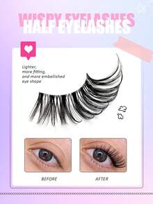 7 Pairs Asiteo Natural Half-Eye False Eyelashes, Transparent Lash Band, More Realistic, Easy To Use, Suitable For Daily Wear - Half Eyelashes - View 2
