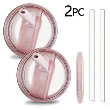 2pcs/SET, Upgrade 40oz H2.0 Tumbler Flip Straw Leak Proof Lid, Reusable Removable Replacement No Spill Proof & Splash Resistant Mug Detachable Lid Cover Topper For Cup Accessories, (1set Includes 2pcs Lids, 2pcs Straws, 1pc Brush, 1pc Wrench) - Nhiều màu - Xem 14