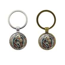 1/2 St. Michael's Defender Zinc Alloy Keychain - Exquisite 2D Combat Design With The Words "Protect Us" Engraved, Men's Durable Car Keychain, Fashionable Religious S For Easter, Father's Day, Birthdays, And Anniversaries, Faith Accessories, Fashionable Pendants, Polished Treatment, Amulets, Spiritual S Car Accessories Cute Goth Y2k Christmas Gift Ideas Bag Charms Car Teacher Friend Sister - Multicolor - View 2