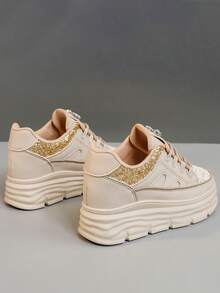 High-Top White Sneakers Women 2025 New Autumn Bestseller Thick Sole Platform Chunky Sneakers, Casual Versatile Leather Sports Running Shoes