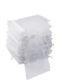 50/100PCS Gift Packaging Bag, White Tissue Bag, Suitable For Wedding Gifts, With Tether, Mesh Gift Bag, Jewelry Bag, Suitable For Rehearsal Party, Christmas, Halloween And Other Occasions