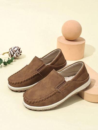 Spring/Autumn New Waterproof Leather Oxford Loafers For Kids, Non-Slip Soft Bottom Moccasin Shoes