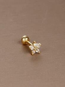 1 pezzo di aletta in acciaio inossidabile con zirconia, motivo geometrico a forma di love, fiocco di neve, corona di luna, orecchie da piercing diverse per donne, adatto per l'uso quotidiano