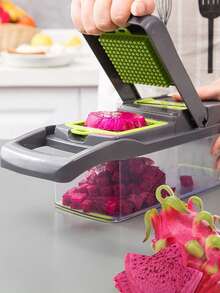 14 peças/16 peças Conjunto Multifuncional de Picador e Fatiador de Vegetais, Picador de Alimentos, Cortador de Vegetais Ajustável com Recipiente, Fatiador de Frutas, Fatiador de Vegetais Multifuncional, Raspador de Batata, Fatiador de Batata e Cebola, Fatiador de Rabanete, Fatiador de Salada, Picador de Alho, Fatiador, Utensílios de Cozinha, Adequado para Fatiar, Ralar e Cortar Vegetais e Frutas