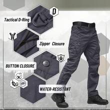 KEFITEVD Men's Tactical Pants 9 Pockets Cargo Hiking Pants Lightweight Work Pants For Men Construction Water Resistant - Xám - Xem 3