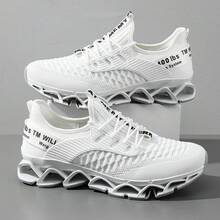 Wear-Resistant Men's Breathable Running Casual Sports Shoes Versatile Large Size Shoes - 白色灰色鞋底 - 查看 5