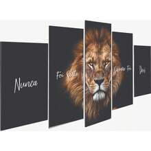 "Quadro Leão de Judá Decorativo 5 Placas MDF Sala Quarto Parede Fé Deus Religioso - Multicolorido - Visão 4