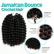 Jamaican Bounce Crochet Hair 22 Strands 4 Packs Wand Curl Crochet Hair Curly Crochet Braids For 12 Inch (Pack Of 4 #1B)5001 - #1B - 查看 3
