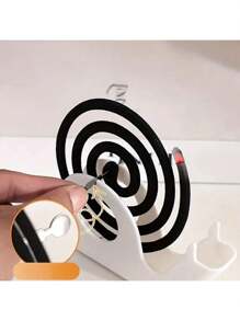 1 pezzo Portacoil in plastica resistente con mosquito a forma di , anti-incendio e anti calore, porta-incenso integrato e astratto, decoro domestico carino, adatto per camera da letto, bagno, ufficio, piatto d'incenso alla moda bianco e nero