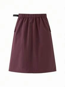 mini bala 女童户外工装裙 2025年秋季母女装 - 酒紅 - 查看 5