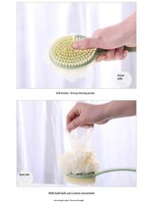 1PC 软毛按摩背部刷 沐浴刷 家用背部擦洗刷 主动送浴花软毛擦洗刷 可悬挂沐浴刷 长柄擦背神器 长柄沐浴刷 洗澡用背部刷 去角质 男女适用 粉色/蓝色长柄沐浴刷 背部去角质淋浴清洁多用途擦洗刷 背部去角质淋浴多用途擦洗刷套装 沐浴海绵