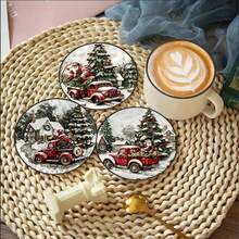 مجموعة من 1/6/12 قطعة من الأواني الخشبية المزينة بنمط شجرة عيد الميلاد وسانتا كلوز، ديكورات مكتبية فنية، مناسبة لديكور المنزل والمكتب والمطبخ والمطعم والكافيه، حماية سطح المكتب، ضرورية لحفلات العطلات وديكورات عيد الميلاد والمنزل والشقة - متعدد الألوان - مشاهدة 4