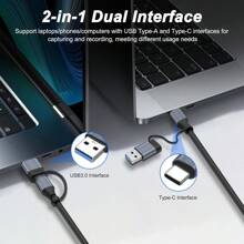 Tarjeta de captura de video 4K HD a USB/USB-C, tarjeta de captura de audio y video Full HD 1080p, dispositivo de captura para enseñanza, juegos, transmisión en vivo, compatible