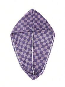 1pc Coral Fleece Black & White Checker Soft, Absorbent, Quick Dry Hair Towel Turban Wrap For Women, Size 25*65 Home Bathroom Decor Back To School Hair Bonnet Shower Towels For Beauty Salon, Hotel Sports, Home Essentials, Towel, Skin Care - Black and White - View 14