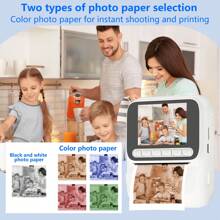 Cameră foto instantanee pentru copii cu video HD 1080P, baterie reîncărcabilă de 1300mAh, obiectiv cu zoom 8X și 2 moduri de imprimare - Cameră digitală cu 4 role de hârtie color și 4 jocuri, cadou perfect pentru băieți și fete cu vârste cuprinse între 3 și 12 ani, 12+, mini cameră instantanee, fotografie distractivă, design potrivit pentru copii, construcție durabilă, fotografi tineri